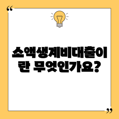 소액생계비대출이란 무엇인가요?