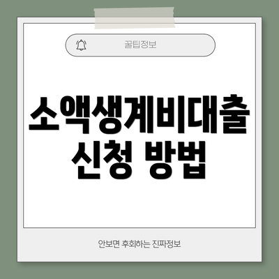 소액생계비대출 신청 방법