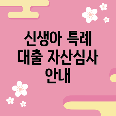 신생아 특례 대출 자산심사 안내