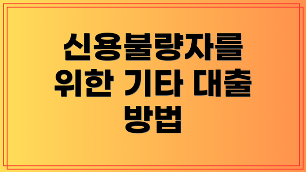 신용불량자를 위한 기타 대출 방법