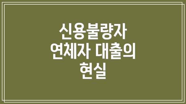 신용불량자 연체자 대출의 현실