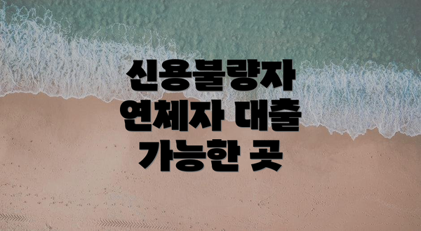 신용불량자 연체자 대출 가능한 곳