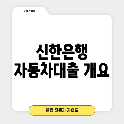 신한은행 자동차대출 개요