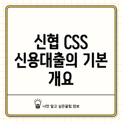 신협 CSS 신용대출의 기본 개요