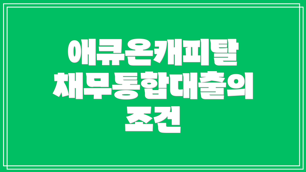 애큐온캐피탈 채무통합대출의 조건