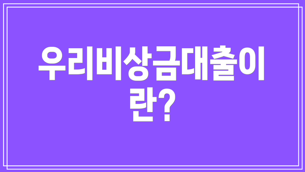 우리비상금대출이란?
