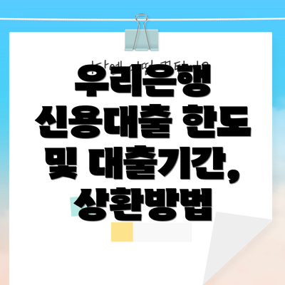 우리은행 신용대출 한도 및 대출기간, 상환방법