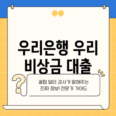 우리은행 우리 비상금 대출