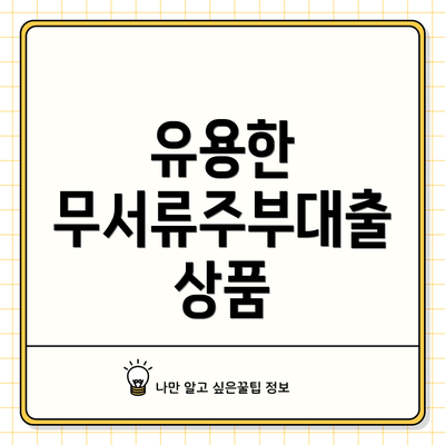 유용한 무서류주부대출 상품