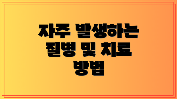 자주 발생하는 질병 및 치료 방법