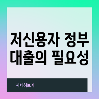저신용자 정부 대출의 필요성