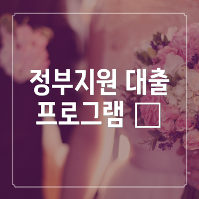 정부지원 대출 프로그램 🌟