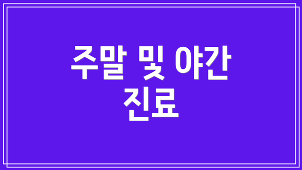 주말 및 야간 진료