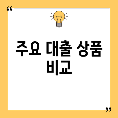 주요 대출 상품 비교