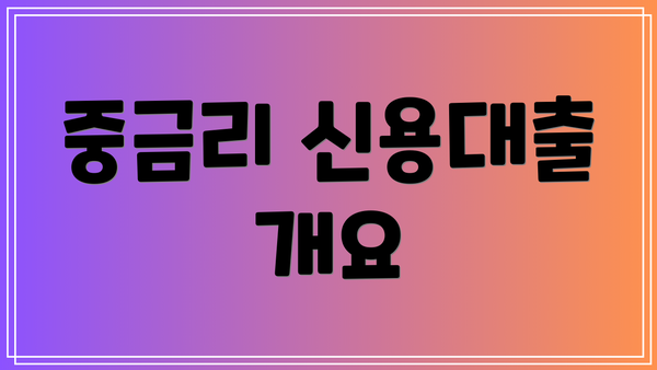 중금리 신용대출 개요
