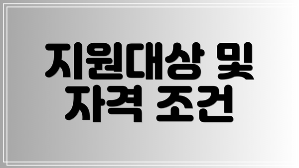 지원대상 및 자격 조건