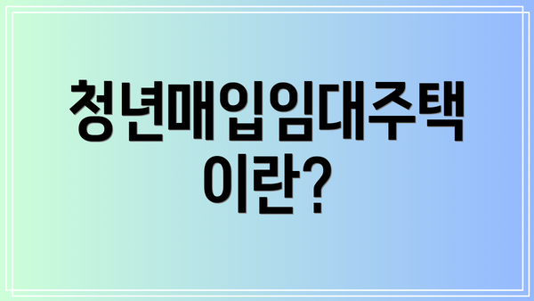 청년매입임대주택이란?