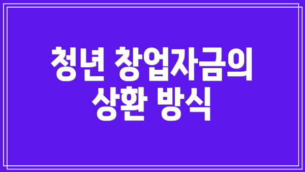 청년 창업자금의 상환 방식