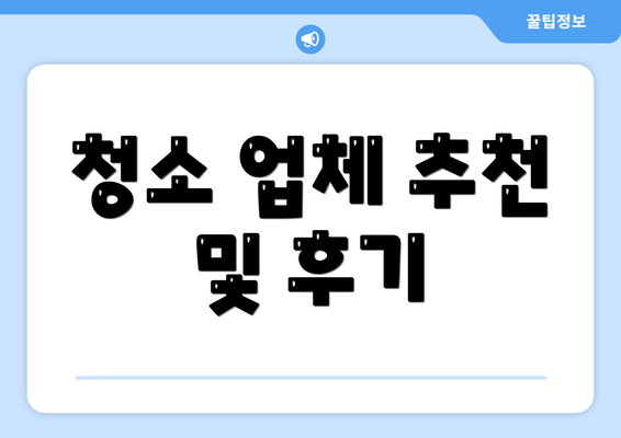 청소 업체 추천 및 후기