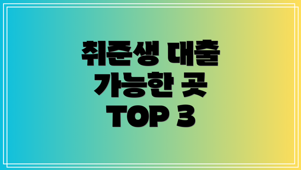 취준생 대출 가능한 곳 TOP 3
