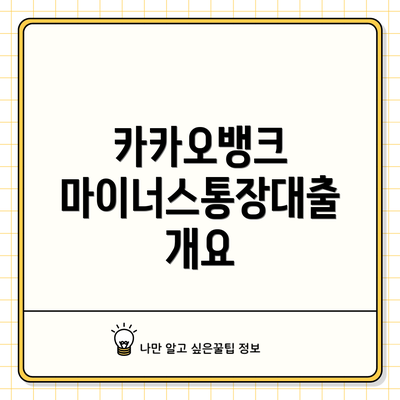 카카오뱅크 마이너스통장대출 개요