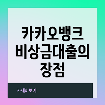 카카오뱅크 비상금대출의 장점