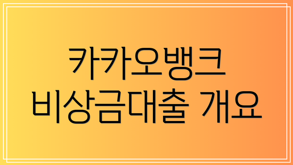 카카오뱅크 비상금대출 개요