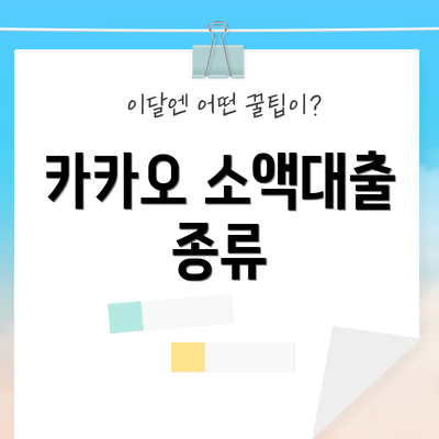 카카오 소액대출 종류
