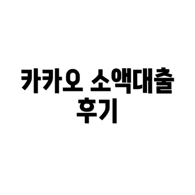 카카오 소액대출 후기