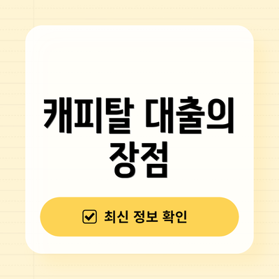 캐피탈 대출의 장점