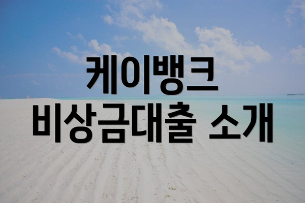 케이뱅크 비상금대출 소개