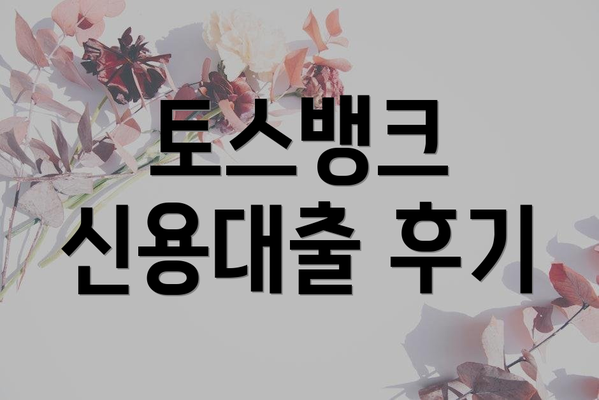토스뱅크 신용대출 후기