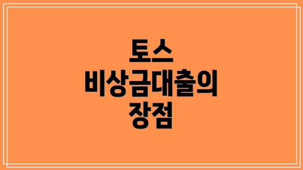 토스 비상금대출의 장점
