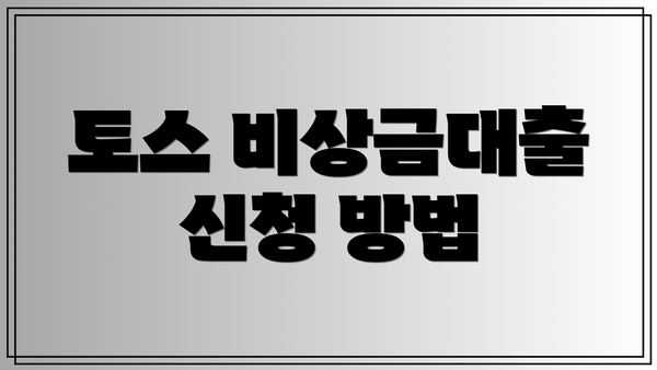 토스 비상금대출 신청 방법