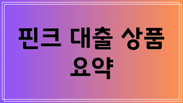 핀크 대출 상품 요약
