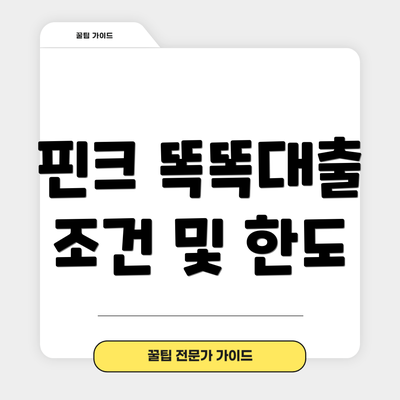 핀크 똑똑대출 조건 및 한도
