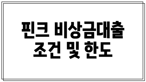 핀크 비상금대출 조건 및 한도