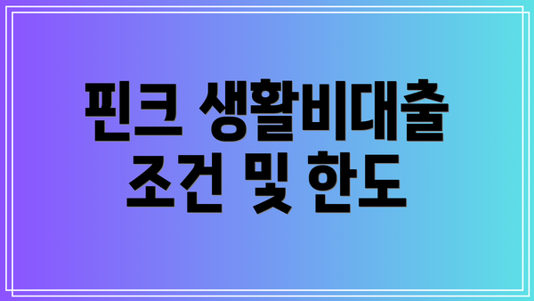 핀크 생활비대출 조건 및 한도