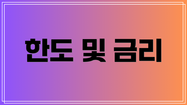 한도 및 금리