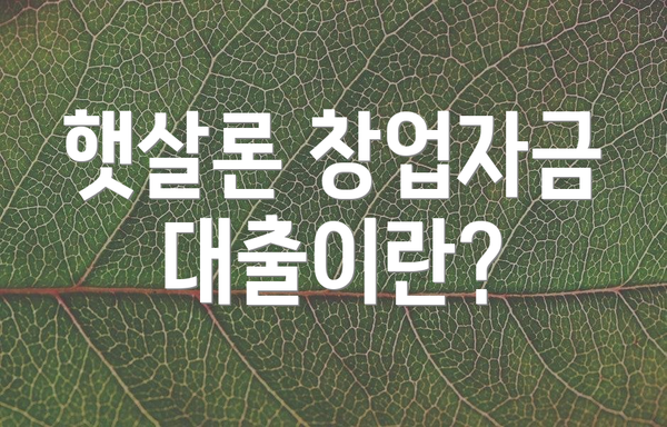 햇살론 창업자금 대출이란?