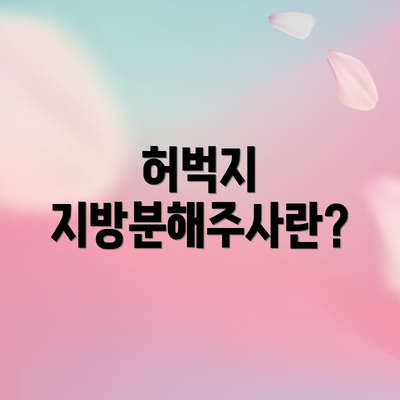허벅지 지방분해주사란?