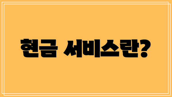현금 서비스란?