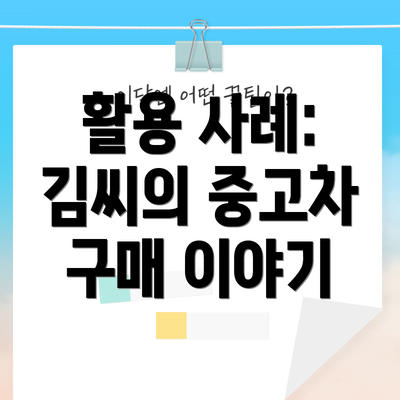 활용 사례: 김씨의 중고차 구매 이야기