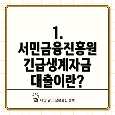 1. 서민금융진흥원 긴급생계자금 대출이란?