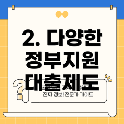 2. 다양한 정부지원 대출제도