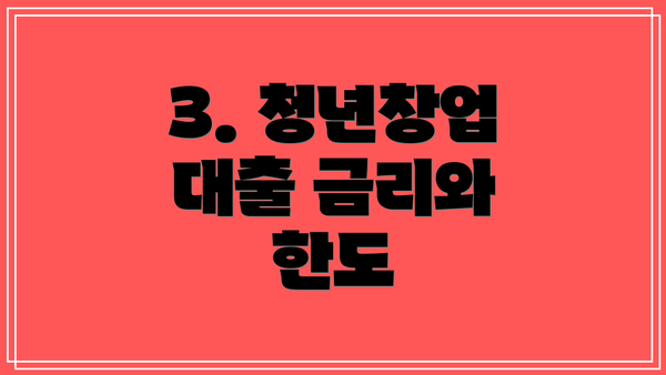 3. 청년창업 대출 금리와 한도