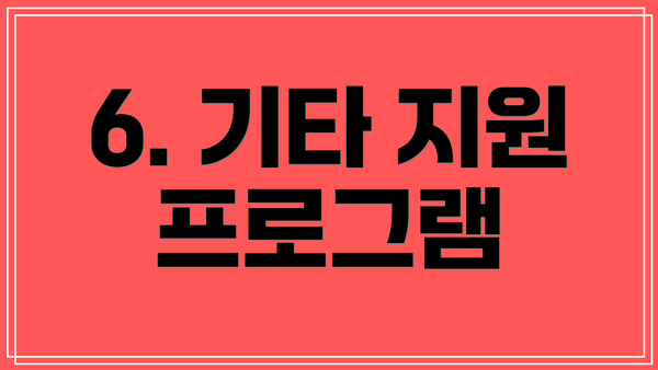 6. 기타 지원 프로그램