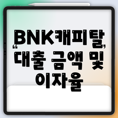BNK캐피탈 대출 금액 및 이자율