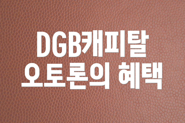 DGB캐피탈 오토론의 혜택