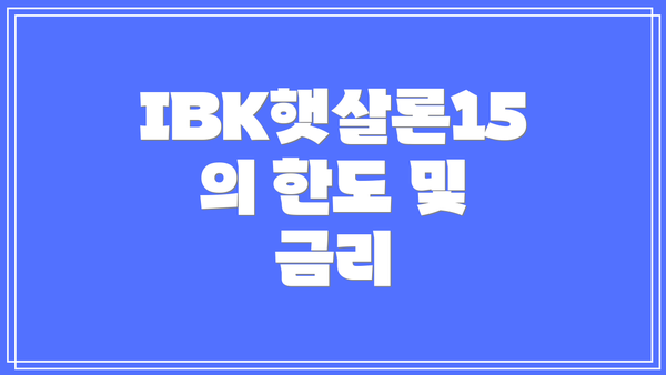 IBK햇살론15의 한도 및 금리